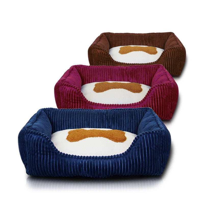 Cama de Mascota Cuadrada Lavable para Sueño Profundo en Invierno