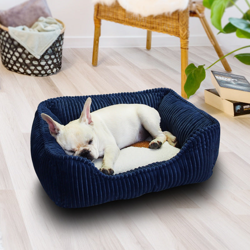 Cama de Mascota Cuadrada Lavable para Sueño Profundo en Invierno